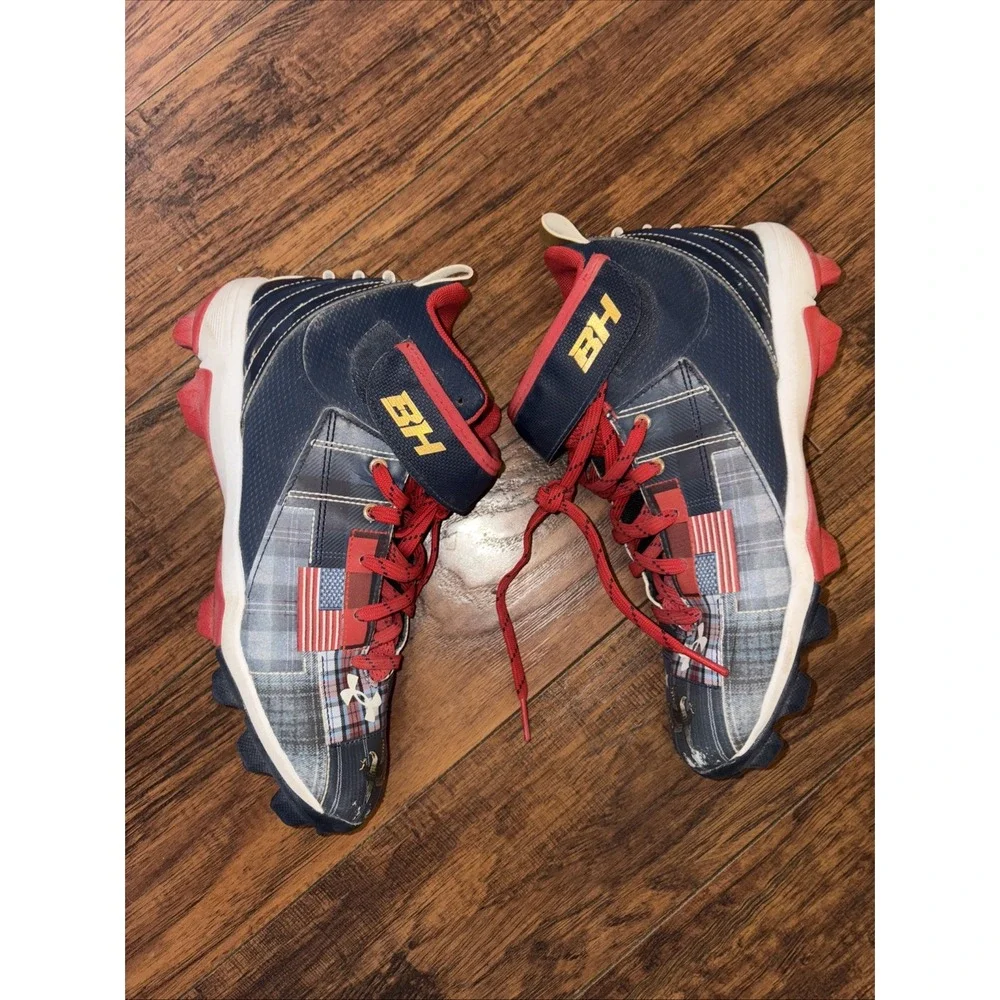 Multicolored Under Armour baseball cleats Bryce Harper 5.5Y American Flag Eagle - Picture 2 of 6